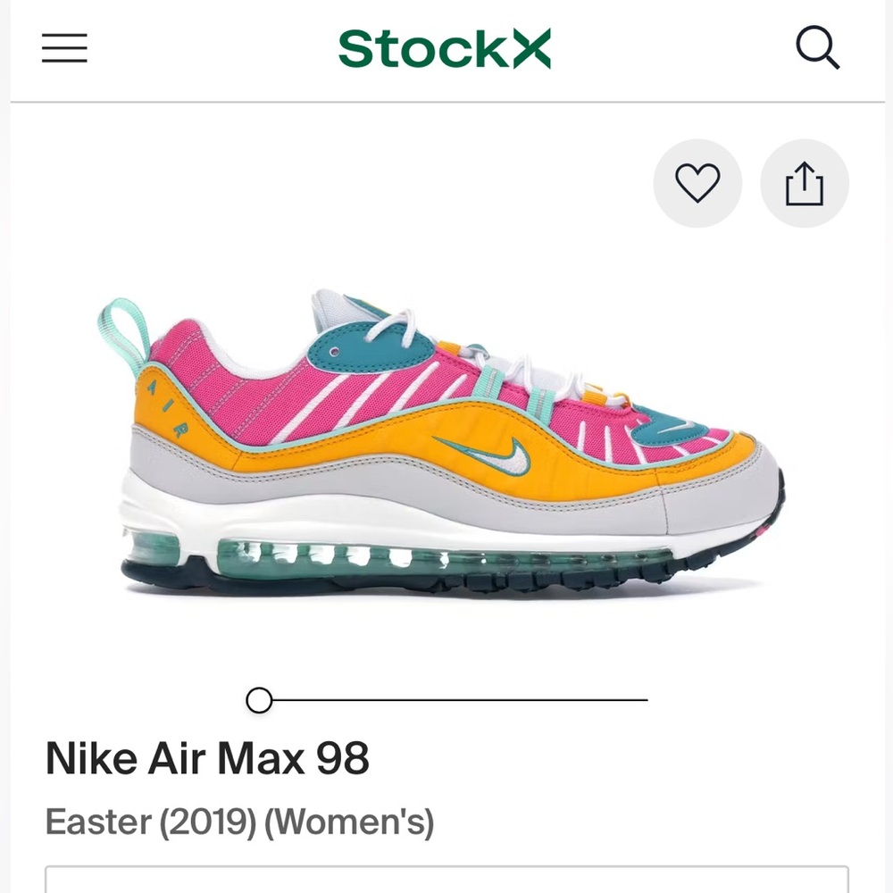 Nike Air Max 98 Easter 2019 C19897-301 in Teal Fuschia size 7.5